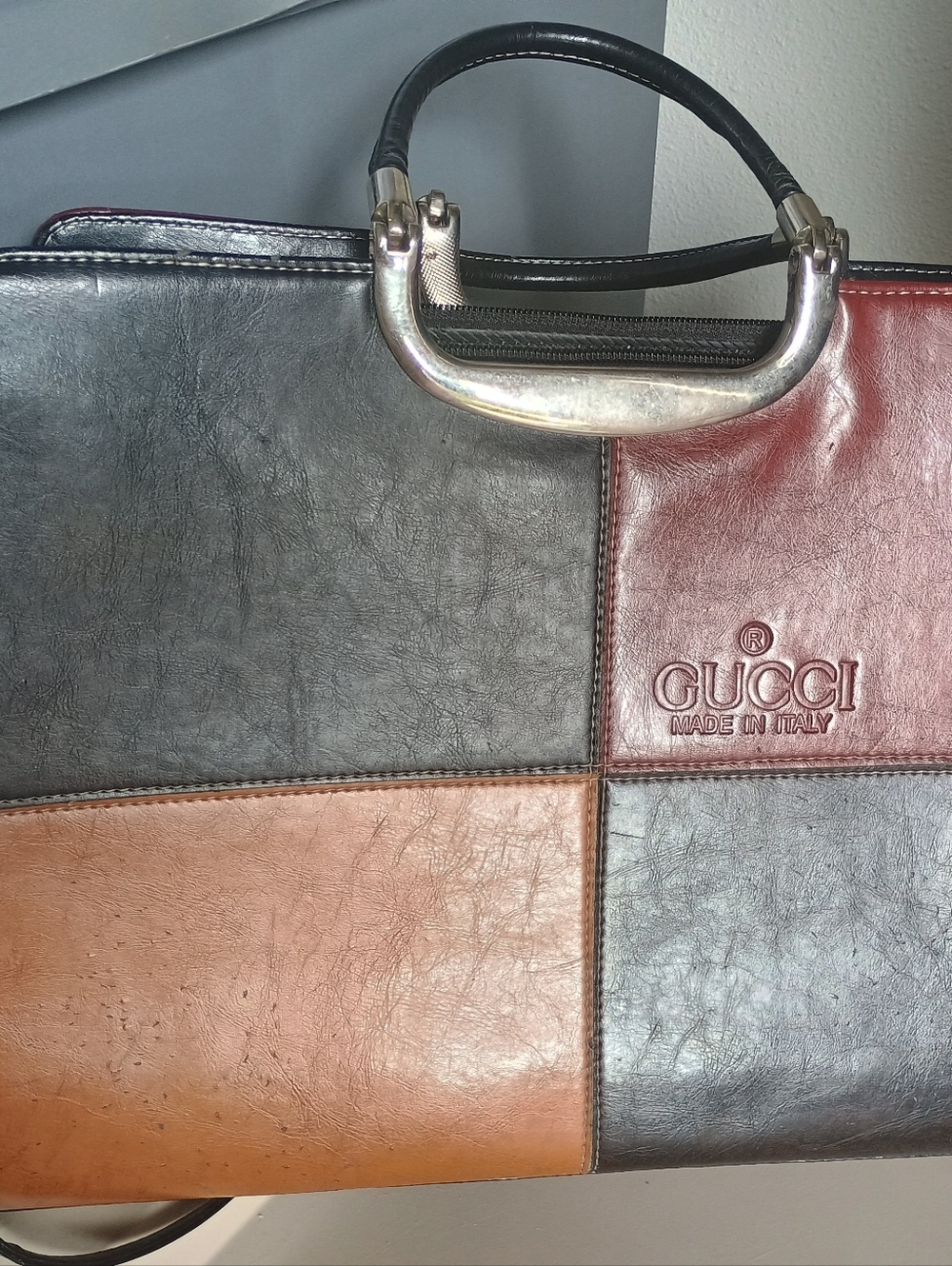 Gucci Patchwork Leather Satchel - Black, Red, Tan, Brown - Picture 3 of 14